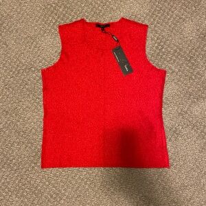 NWT Size XL Tania NY Crinkle Fitted Red Sleeveless Tank Top